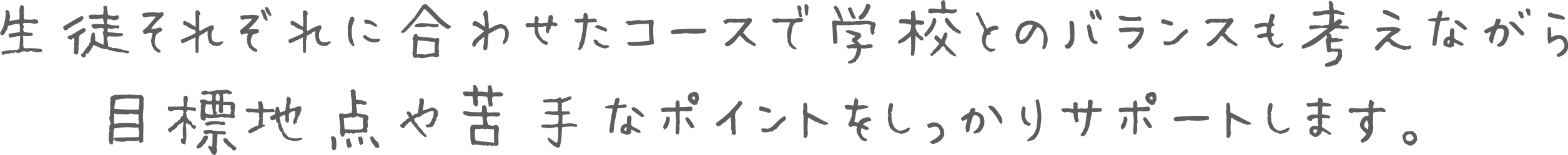 生徒それぞれに合わせたコースで学校とのバランスも考えながら目標地点や苦手なポイントをしっかりサポートします。